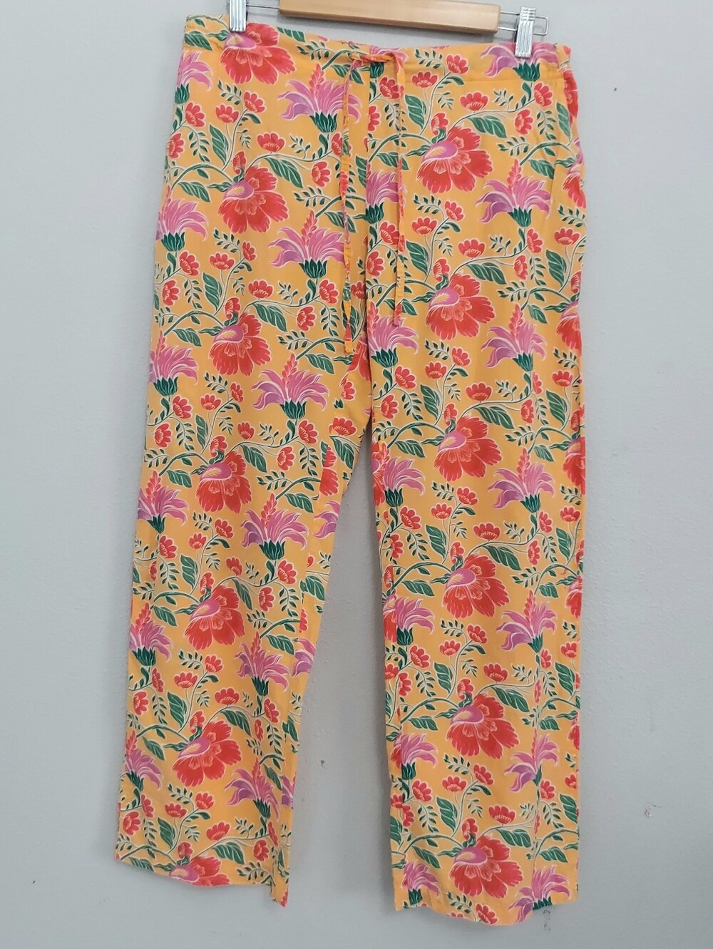 Mahogany Cotton Pajama Pants With Vibrant Floral Print Small